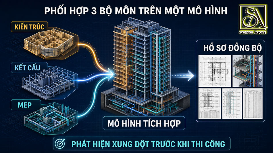 Phối hợp kiến trúc, kết cấu và MEP trên mô hình BIM tích hợp của dự án cao tầng